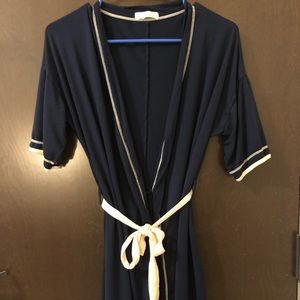 Navy Blue and Light Pink Nora Twips Robe